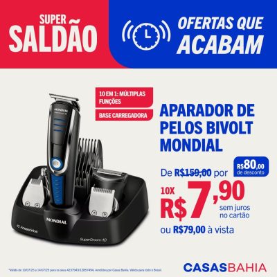 Aparador de Pelos Mondial Super Groom 10 em 1 BG-03 Sem Fio Preto/Azul - Bivolt